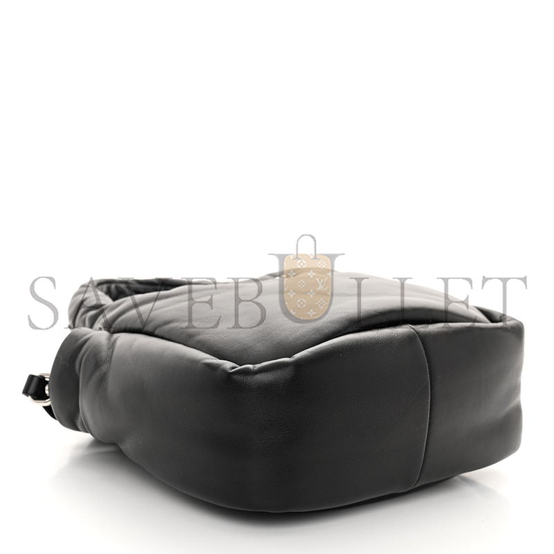 Pra*a nappa soft padded small double handled shoulder bag black 1ba359 (18*15.5*10cm)